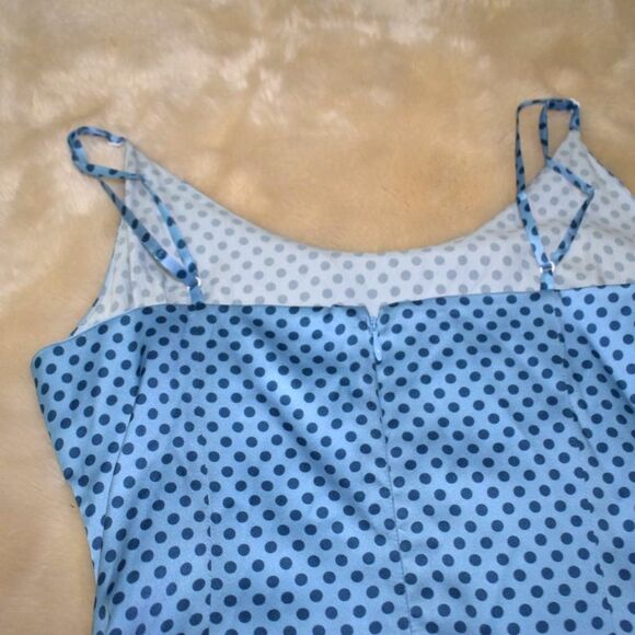 The Westside Blue Silk Polka Dot Midi Slip Dress Size Medium Adjustable Straps - Picture 13 of 15